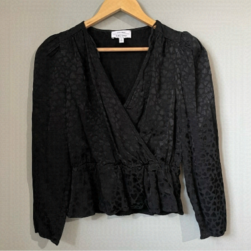 Paris Atelier & Other stories black long sleeve black blouse heart size 2